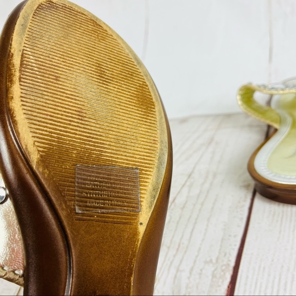 Mila Paoli Italian leather jeweled sandals metallic gold and silver 6.5 - Picture 7 of 7